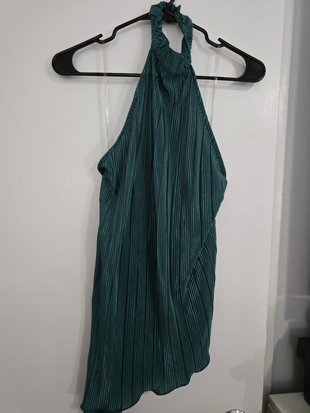 Pleated Halter Neck Top in Deep Teal